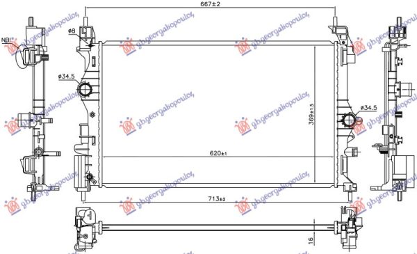 RADIATOR 1.0 TURBO PETROL MANUAL (ENGINE B10XFL 66KW) (620x370x16) (KOYO)