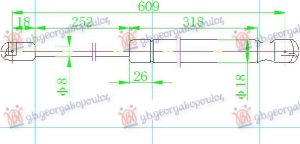 AMORTIZER GEPEK VRATA 5 VRATA (610L-275N)