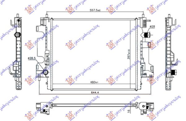 RADIATOR 0.9 TURBO PETROL MANUAL (480x400x16) (KOYO)