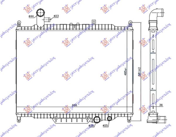 HLADNJAK MOTORA 3.0 TD DIZEL (MAN/AUTO) (485x685x36) 2010- (KOYO)
