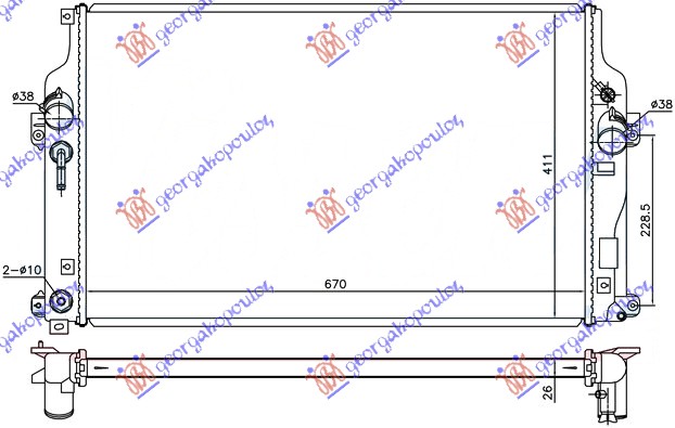 HLADNJAK MOTORA 2.2 D4D (AUTO) (670x430x27) (KOYO)